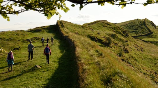 Family walk at Hadrian's Wall, Northumberland